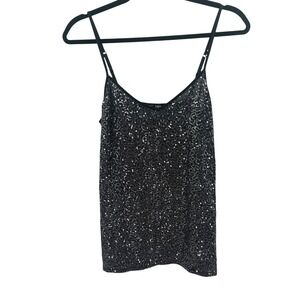 Black Sequin Camisole L Spaghetti Strap Y2K Indie Sleaze Party Club Going Out